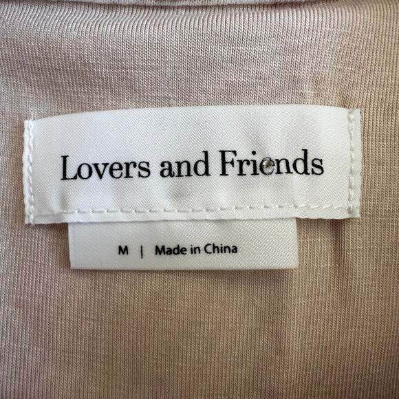 Lovers and Friends Kayce Midi Dress Jersey Knit Button Down Marled Natural Med - Picture 10 of 16